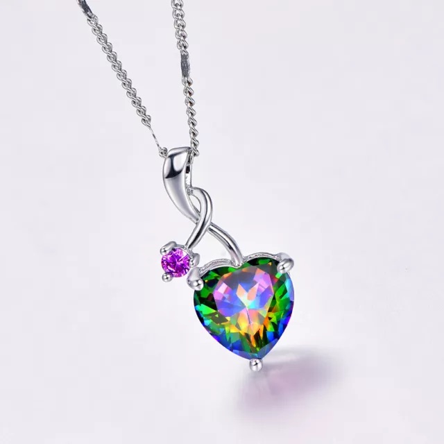 Gorgeous Rainbow Amethyst Heartgemstone Neckl